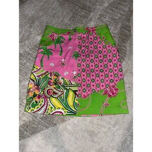 Vintage Vanity Petites Size Small Skirt With Monkeys And Palm Tree Print